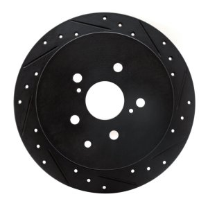 Lexus RX450h Brake Rotor (1) - Rear Right - R1 Concepts - Drilled & Slotted - Black - `10-`20